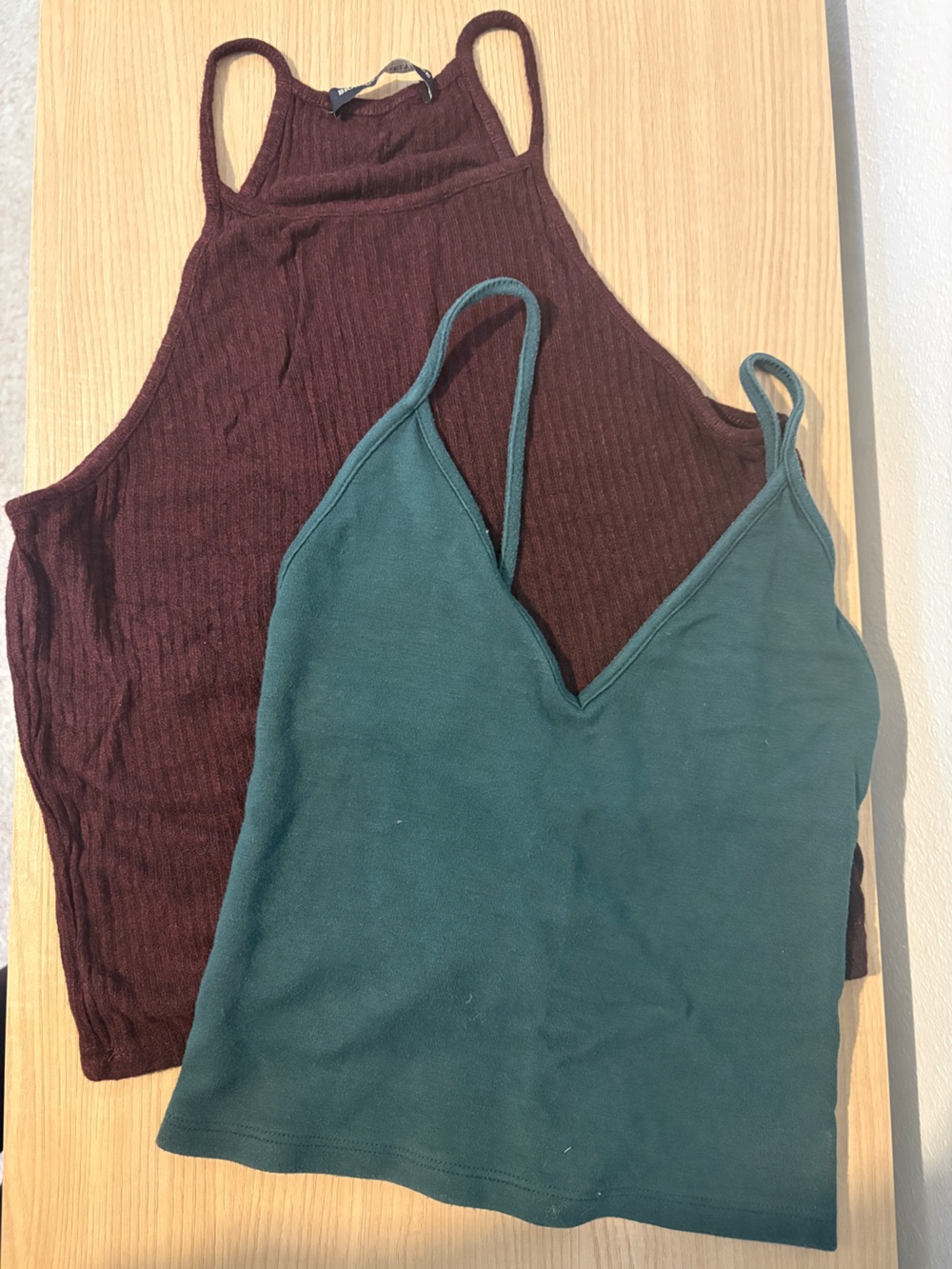 Brandy Melville tanks, Maroon & Forrest Green